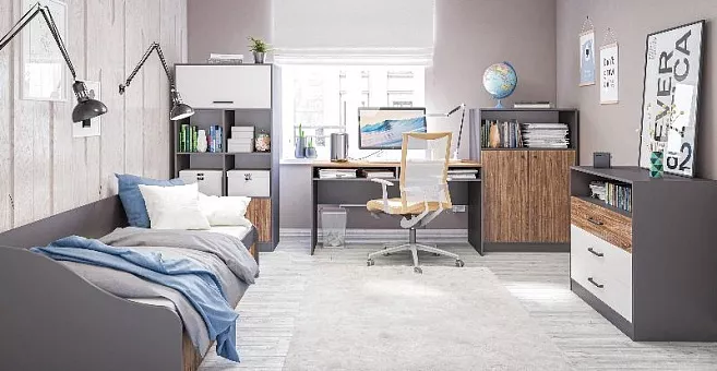 Спальный гарнитур Мальма 3 (Графит/Белый+Дуб Стирлинг) купить в Москве - фото №1