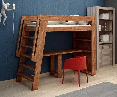 Кровать верхнеярусная Дания из массива дуба купить в Москве - фото №1