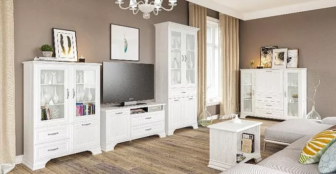 Набор мебели для гостиной Юнона 1 (Белый структурный) купить в Москве - фото №1