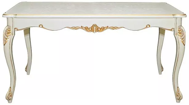 Стол прямоугольный «Альба» П4.485.0.01 Слоновая кость с золочением купить в Москве - фото №1