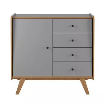 Тумба Винтаж 1 дверь 4 ящика серый лак/браун купить в Москве - фото №1