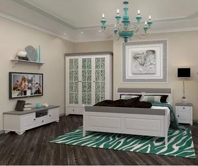 Спальный гарнитур Бейли 3 (цвет белый воск+серый воск) купить в Москве - фото №1