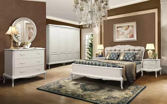 Спальный гарнитур Мокко (цвет альба+серебряная патина) купить в Москве - фото №1