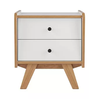 Тумба прикроватная Винтаж 2 ящика белый лак/браун купить в Москве - фото №1