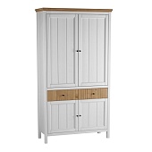 Шкаф для посуды Сканди 222 глухие двери белый/антик