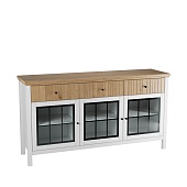 Тумба Сканди 33СТЧ стеклянные двери белый/антик