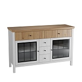 Тумба Сканди 232СТЧ стеклянные двери белый/антик