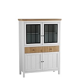 Тумба Сканди 222СТЧ стеклянные и глухие двери белый/антик